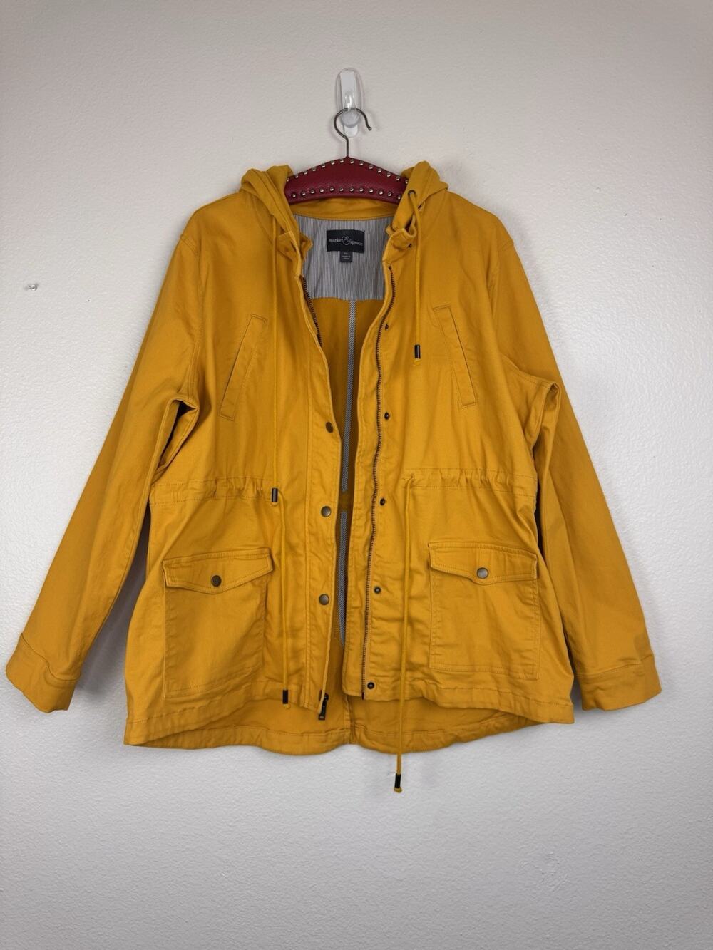 Market Spruce Liana Stretch Twill Cargo Utility Hooded Jacket Mustard Yellow XL